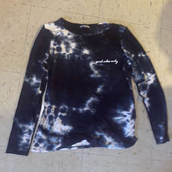 RetroLuxe Tie Dye Super Soft “Good Vibes Only” Printed Long Sleeve T Shirt - Picture 1 of 2